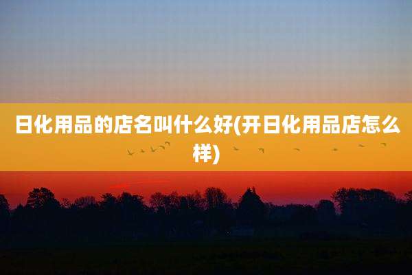 日化用品的店名叫什么好(开日化用品店怎么样)