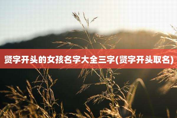贤字开头的女孩名字大全三字(贤字开头取名)
