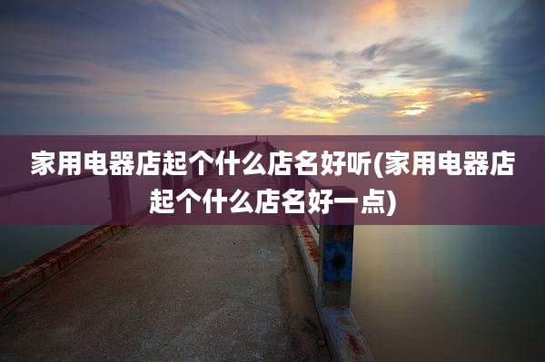 家用电器店起个什么店名好听(家用电器店起个什么店名好一点)