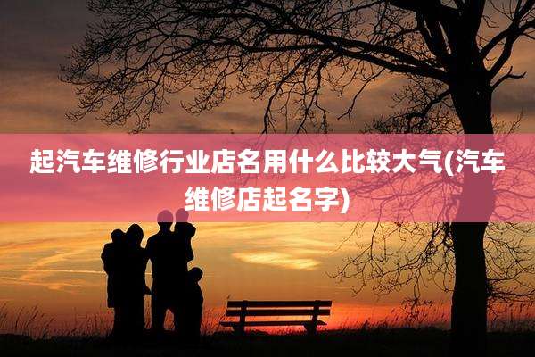 起汽车维修行业店名用什么比较大气(汽车维修店起名字)