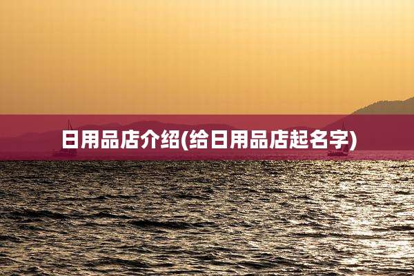 日用品店介绍(给日用品店起名字)