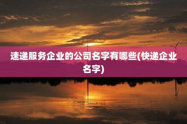 速递服务企业的公司名字有哪些(快递企业名字)