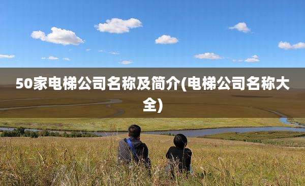50家电梯公司名称及简介(电梯公司名称大全)