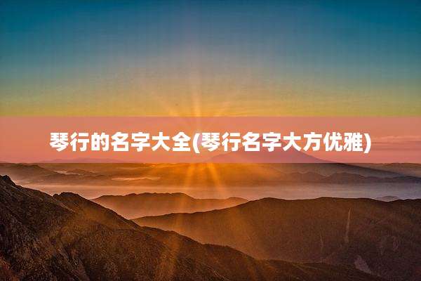 琴行的名字大全(琴行名字大方优雅)