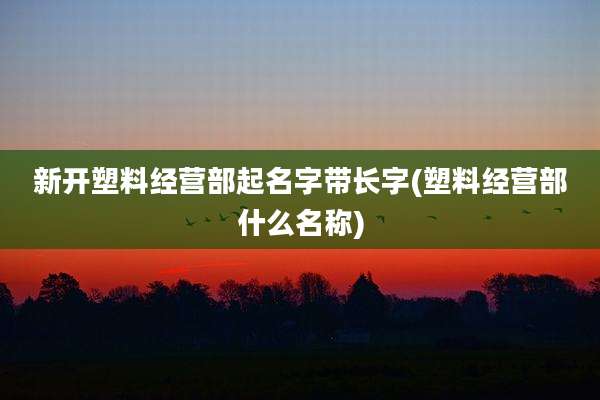 新开塑料经营部起名字带长字(塑料经营部什么名称)