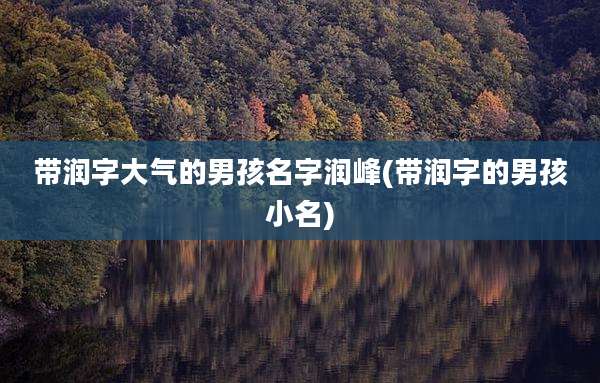 带润字大气的男孩名字润峰(带润字的男孩小名)
