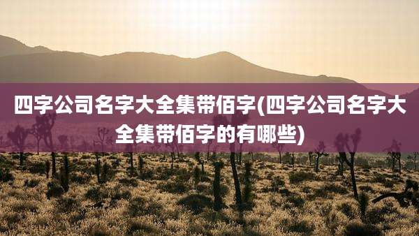 四字公司名字大全集带佰字(四字公司名字大全集带佰字的有哪些)