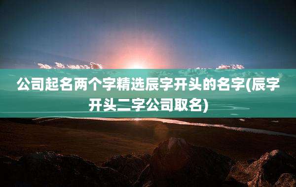 公司起名两个字精选辰字开头的名字(辰字开头二字公司取名)