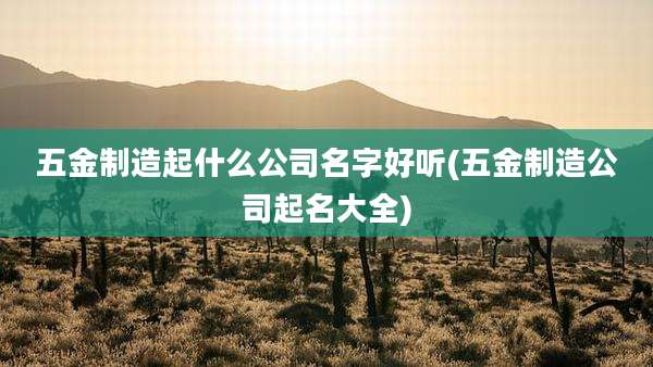 五金制造起什么公司名字好听(五金制造公司起名大全)
