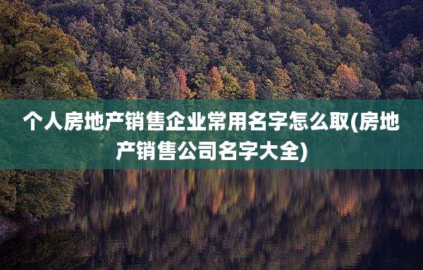 个人房地产销售企业常用名字怎么取(房地产销售公司名字大全)