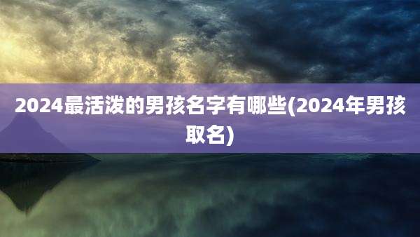 2024最活泼的男孩名字有哪些(2024年男孩取名)
