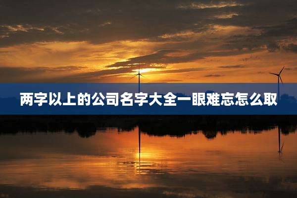两字以上的公司名字大全一眼难忘怎么取