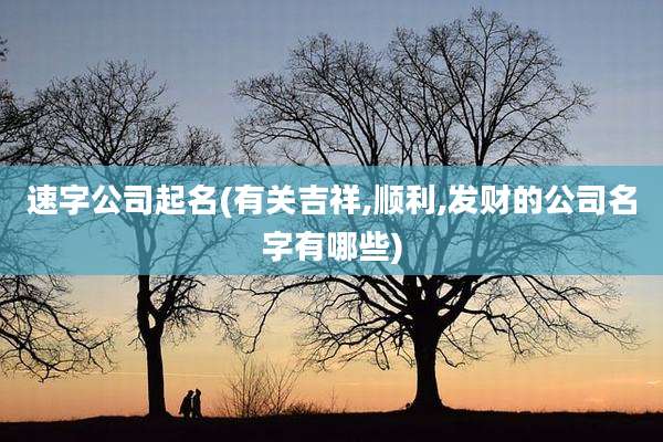 速字公司起名(有关吉祥,顺利,发财的公司名字有哪些)