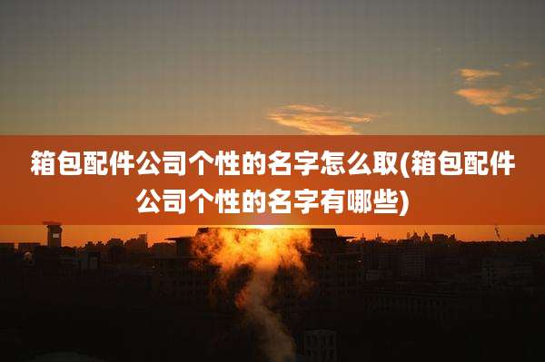 箱包配件公司个性的名字怎么取(箱包配件公司个性的名字有哪些)