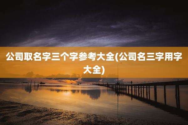 公司取名字三个字参考大全(公司名三字用字大全)