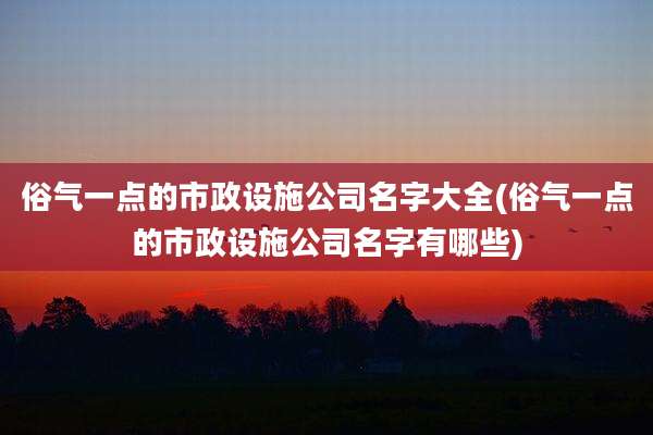 俗气一点的市政设施公司名字大全(俗气一点的市政设施公司名字有哪些)