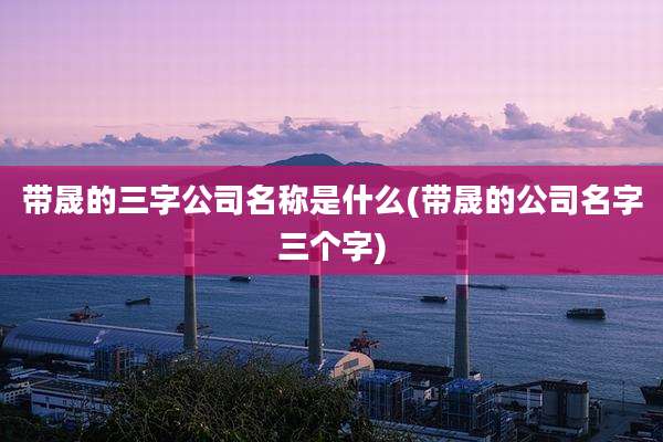 带晟的三字公司名称是什么(带晟的公司名字三个字)