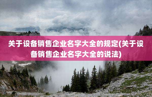 关于设备销售企业名字大全的规定(关于设备销售企业名字大全的说法)