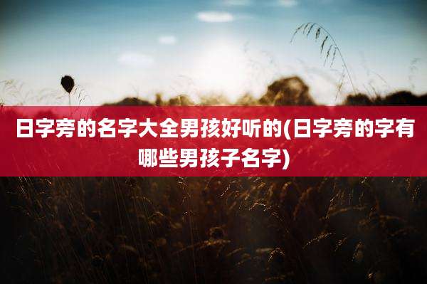 日字旁的名字大全男孩好听的(日字旁的字有哪些男孩子名字)