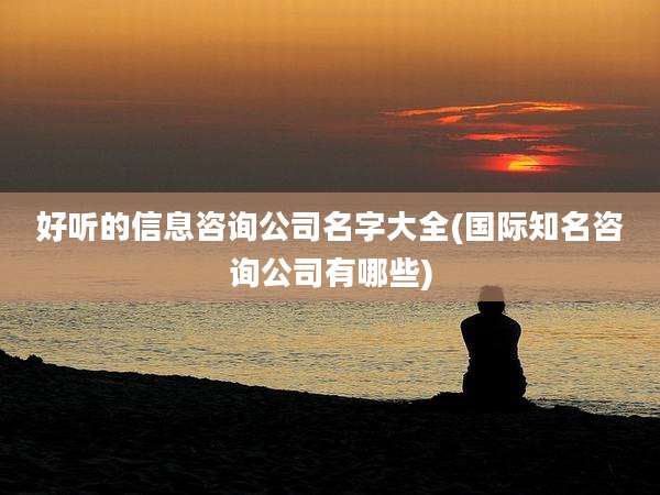 好听的信息咨询公司名字大全(国际知名咨询公司有哪些)