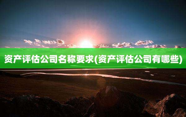 资产评估公司名称要求(资产评估公司有哪些)