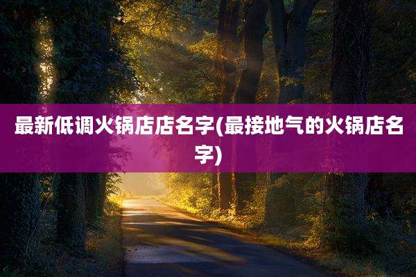 最新低调火锅店店名字(最接地气的火锅店名字)