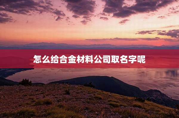 怎么给合金材料公司取名字呢