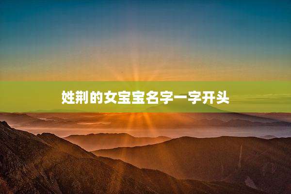 姓荆的女宝宝名字一字开头