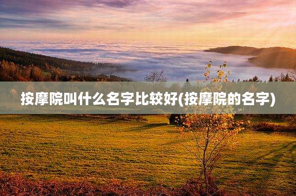 按摩院叫什么名字比较好(按摩院的名字)