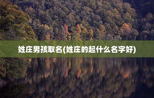 姓庄男孩取名(姓庄的起什么名字好)