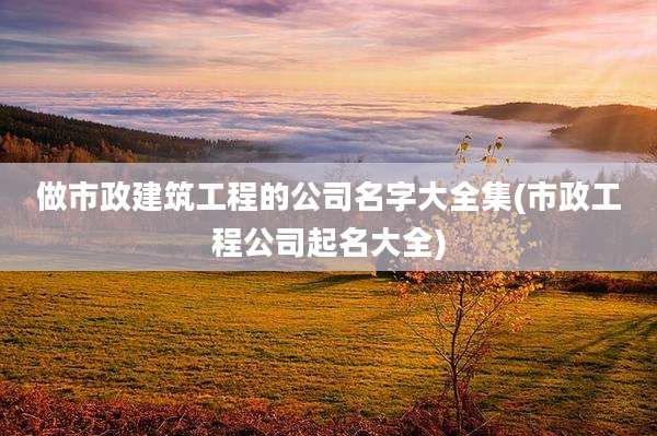 做市政建筑工程的公司名字大全集(市政工程公司起名大全)