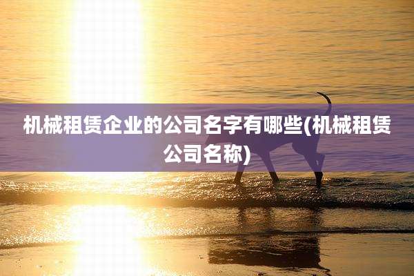 机械租赁企业的公司名字有哪些(机械租赁公司名称)