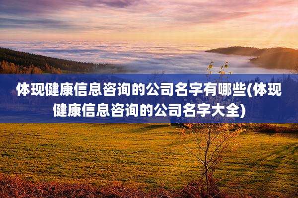体现健康信息咨询的公司名字有哪些(体现健康信息咨询的公司名字大全)