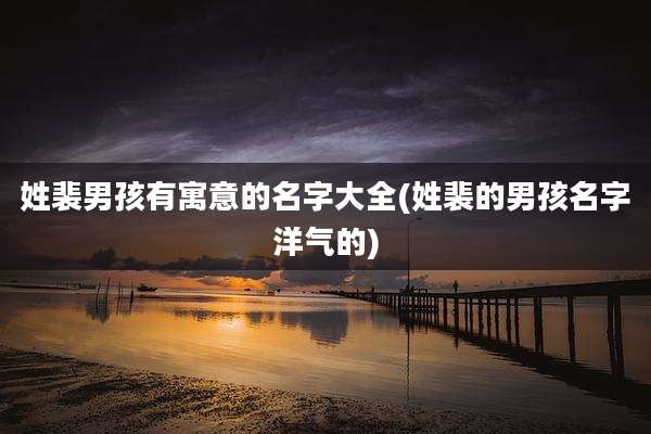 姓裴男孩有寓意的名字大全(姓裴的男孩名字洋气的)