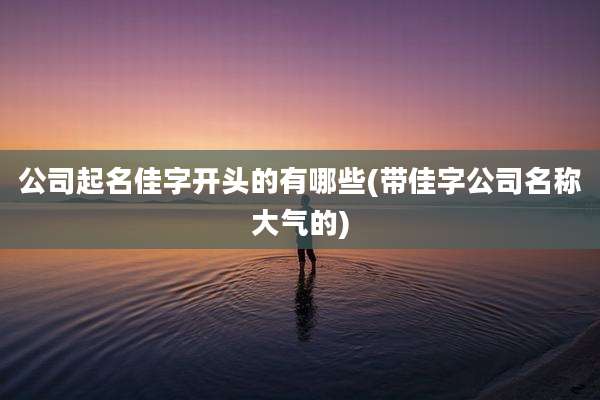 公司起名佳字开头的有哪些(带佳字公司名称大气的)