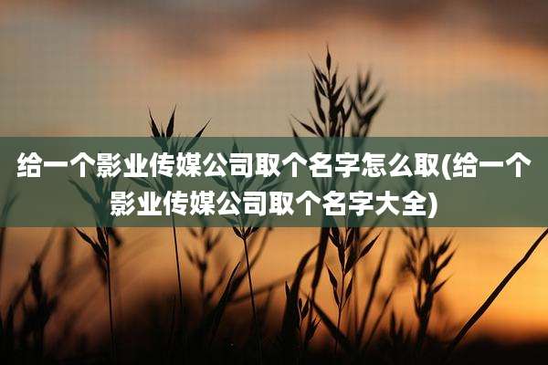 给一个影业传媒公司取个名字怎么取(给一个影业传媒公司取个名字大全)