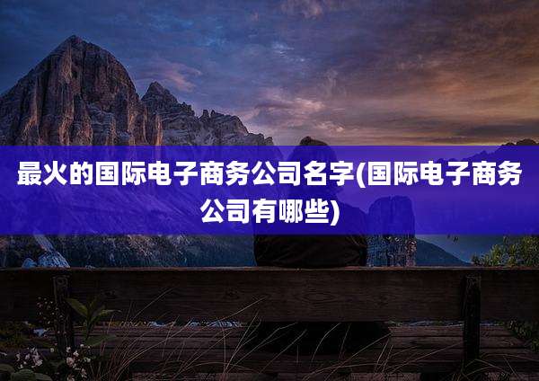 最火的国际电子商务公司名字(国际电子商务公司有哪些)