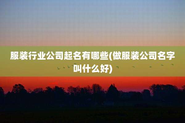 服装行业公司起名有哪些(做服装公司名字叫什么好)