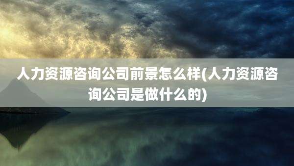 人力资源咨询公司前景怎么样(人力资源咨询公司是做什么的)