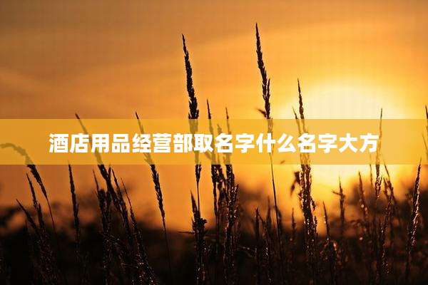 酒店用品经营部取名字什么名字大方