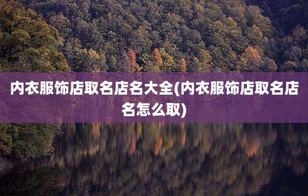 内衣服饰店取名店名大全(内衣服饰店取名店名怎么取)