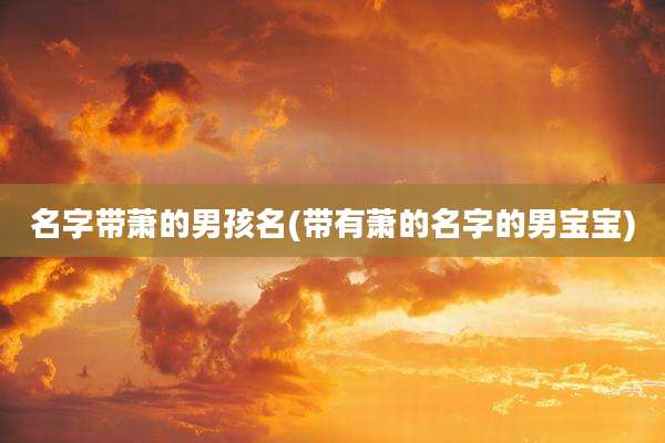 名字带萧的男孩名(带有萧的名字的男宝宝)