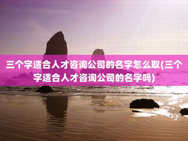 三个字适合人才咨询公司的名字怎么取(三个字适合人才咨询公司的名字吗)