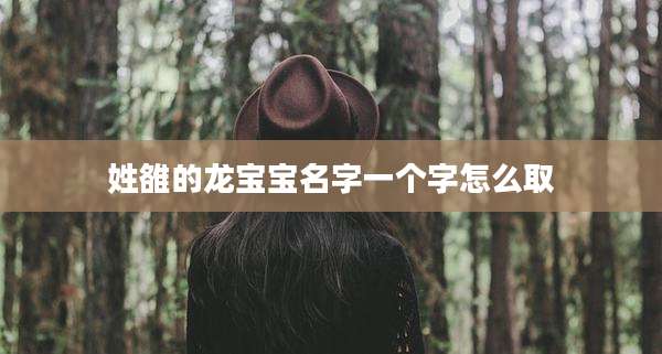 姓雒的龙宝宝名字一个字怎么取