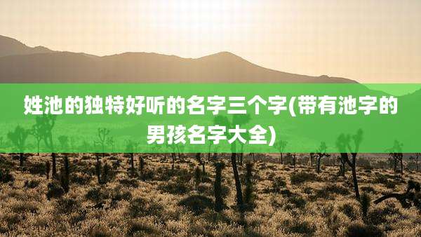姓池的独特好听的名字三个字(带有池字的男孩名字大全)