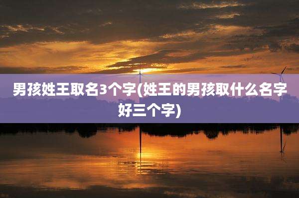 男孩姓王取名3个字(姓王的男孩取什么名字好三个字)