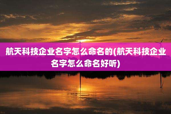 航天科技企业名字怎么命名的(航天科技企业名字怎么命名好听)