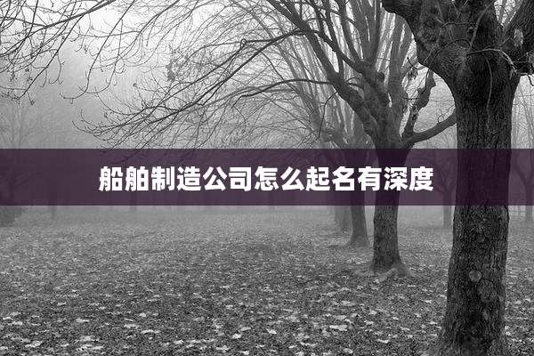 船舶制造公司怎么起名有深度