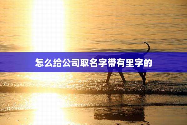 怎么给公司取名字带有里字的
