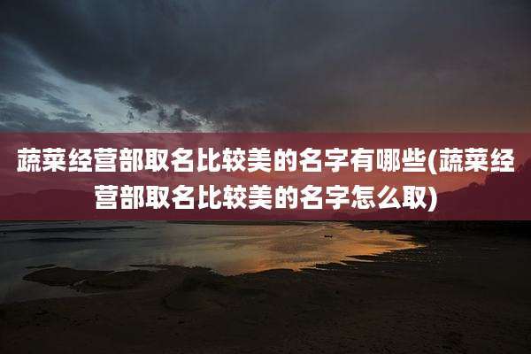 蔬菜经营部取名比较美的名字有哪些(蔬菜经营部取名比较美的名字怎么取)